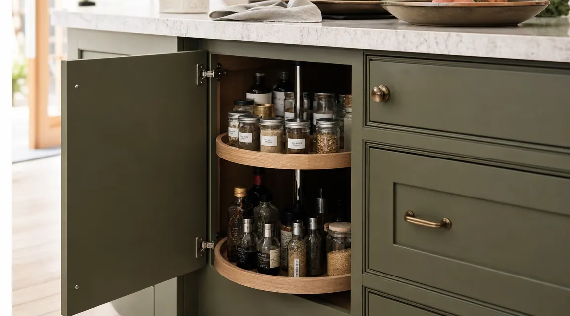 How to Organize a Corner Cabinet With a Lazy Susan (Works for Fridges and Pantries Too)